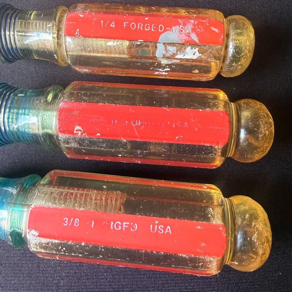Vtg Craftsman USA Screwdriver Set Lot‎ 3 Flathead Slotted Acetate Handle